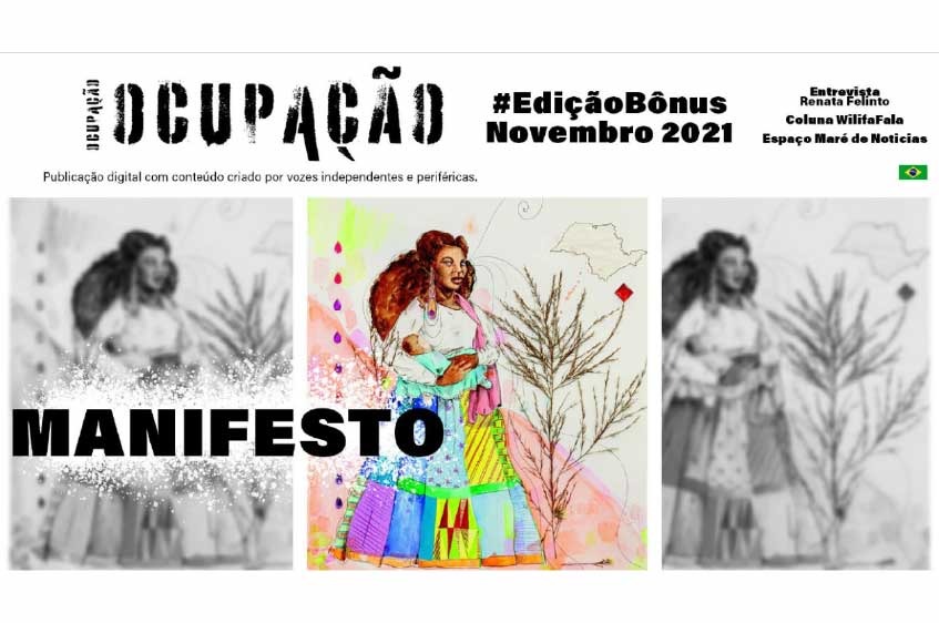 Capa da edição comemorativa de 1 ano da revista digital OCUPAÇÃO destaca espaço que será ocupado pelo Maré de Notícias na publicação | Foto: Reprodução